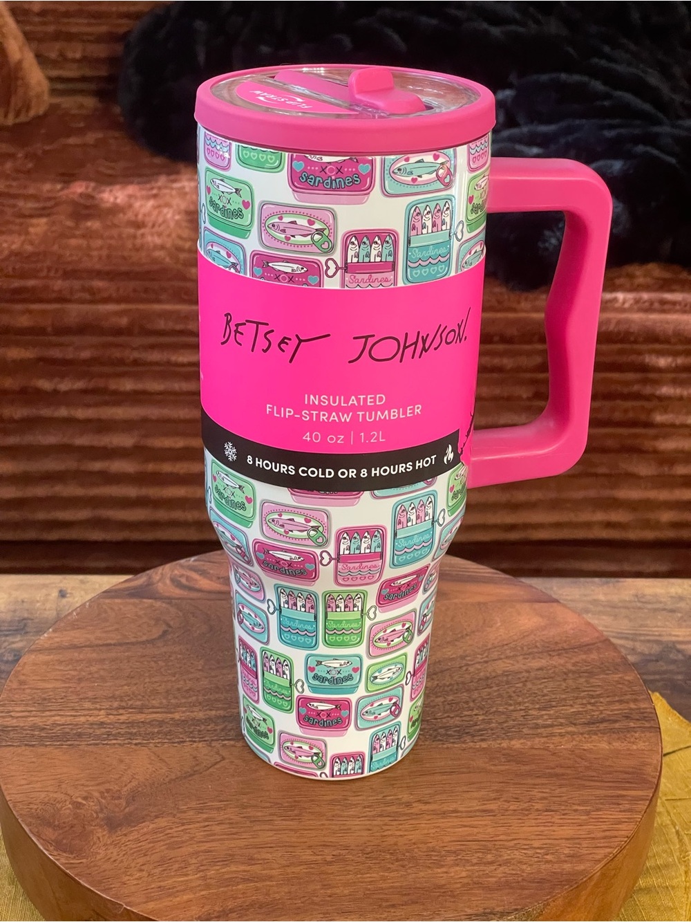 Betsey Johnson Sardine Pink Multi Insulated Flip-Straw Tumbler